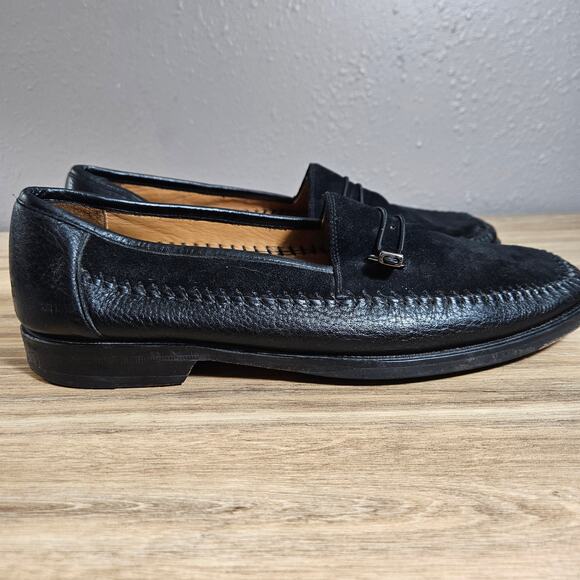 Avventura Handmade Men’s Black Leather Suede Loafers 9 M Luxury European main image 7